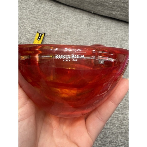 2 Kosta Boda Red Glass Tea Candle Holders Round Votive - Picture 5 of 5